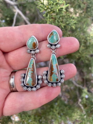 Green Turquoise Double Drop Earrings