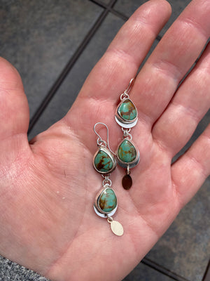 Double Green Turquoise Drop Earrings
