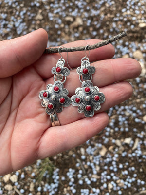 Red Compass Earrings