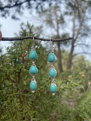 Blue Turquoise Cascade Earrings
