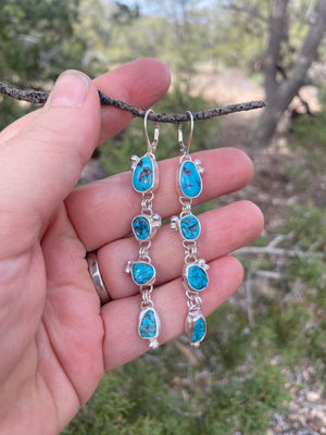 Long Turquoise Cascade Earrings