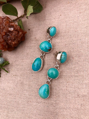 Blue Turquoise Cascade Earrings