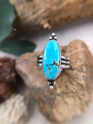 Oval Turquoise Ring - Size 7