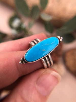 Oval Turquoise Ring - Size 9
