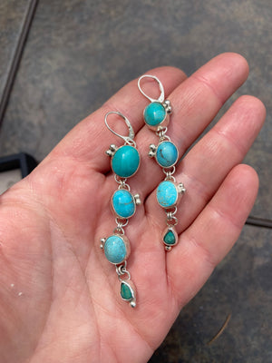 Long Turquoise Cascade Earrings