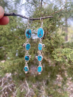 Long Turquoise Cascade Earrings
