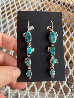 Long Turquoise Cascade Earrings