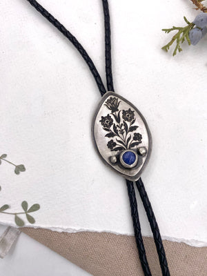 Blue Floral Bolo Tie