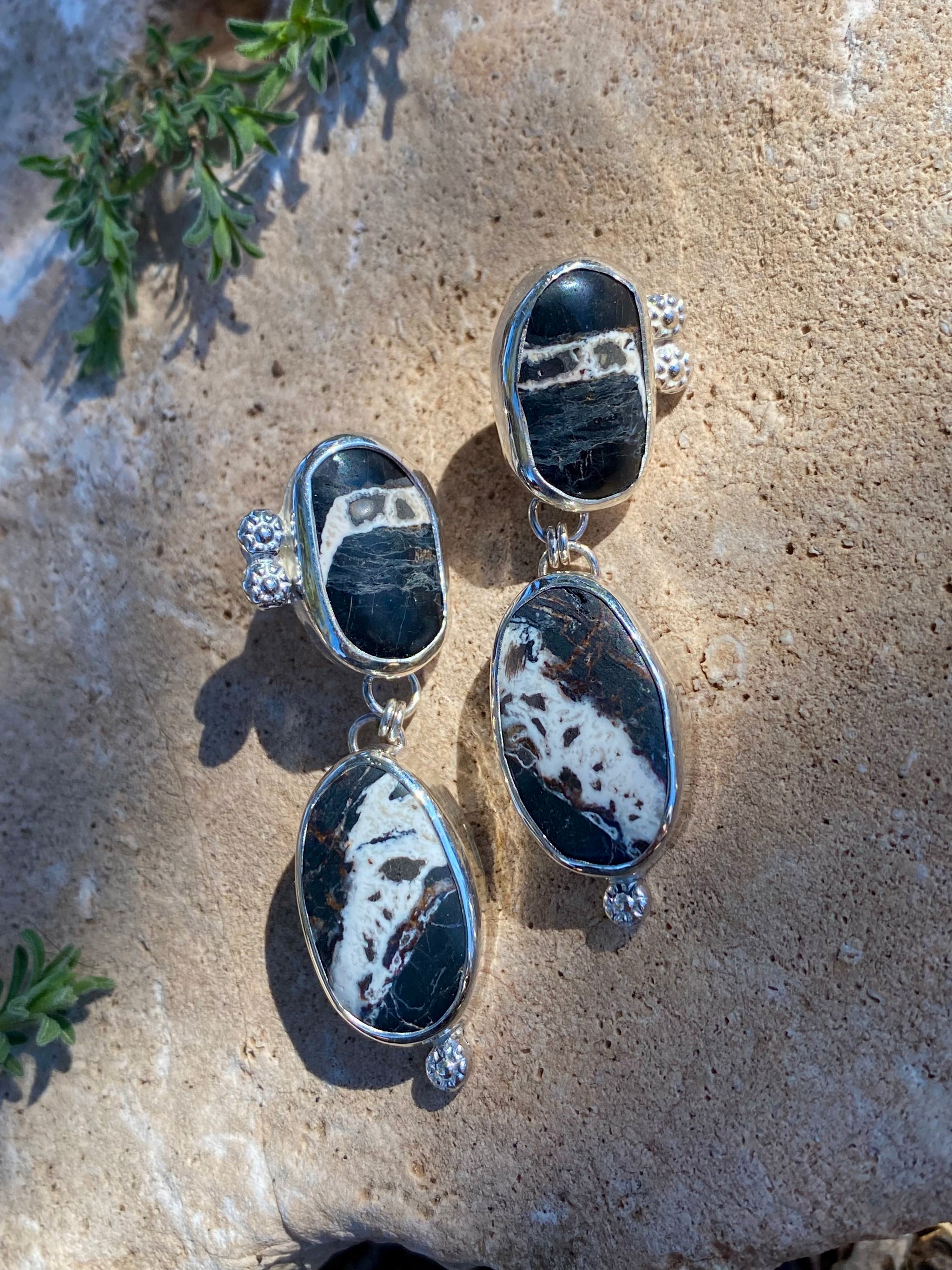 White Buffalo Double Drop Earrings – Sterling Silver