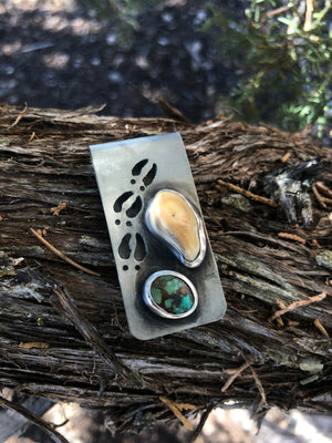 Elk Track Money Clip with Turquoise