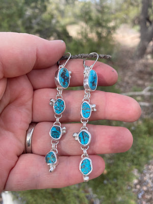 Long Turquoise Cascade Earrings