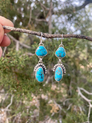 Blue Turquoise Double Drop Earrings