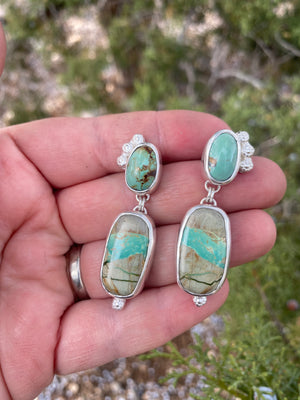 Green Turquoise Double Drop Earrings