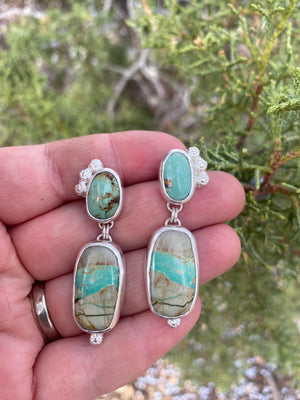 Green Turquoise Double Drop Earrings