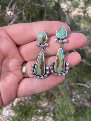 Green Turquoise Double Drop Earrings