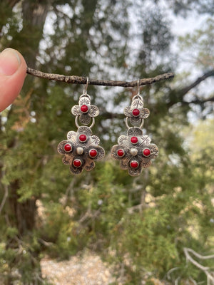 Red Compass Earrings