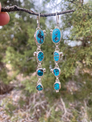 Long Turquoise Cascade Earrings