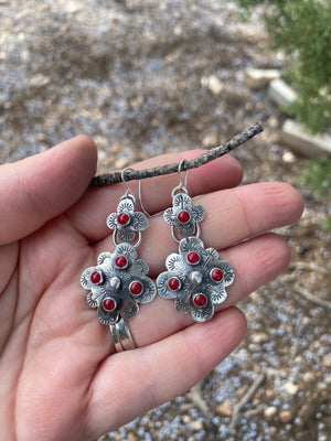 Red Compass Earrings