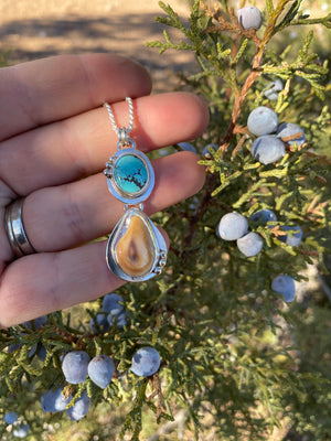 Elk Ivory and Turquoise Pendant