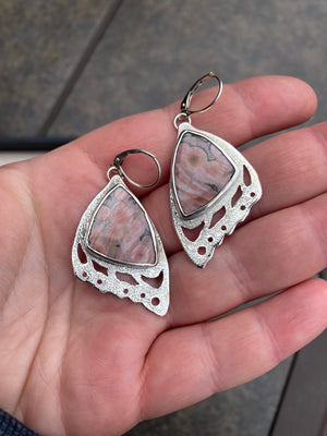Pink Jasper Wing Earrings