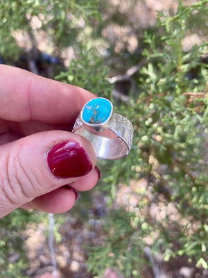 Acorn Solitaire Ring - Turquoise and Silver Size 8 - The Jewelry Shop
