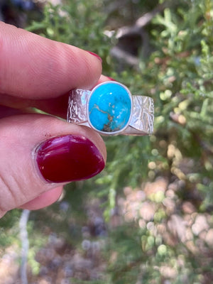 Acorn Solitaire Ring - Turquoise and Silver Size 8 - The Jewelry Shop
