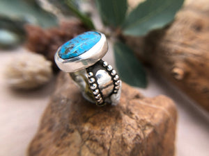 Beaded Turquoise Ring - Size 6 - handcrafted Ring in Sterling Silver by The Jewelry Shop, made in Arizona