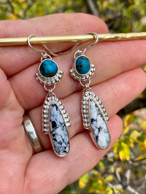 Blue and White Double Drop Earrings - The Jewelry Shop
