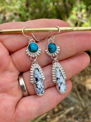 Blue and White Double Drop Earrings - The Jewelry Shop