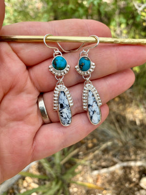 Blue and White Double Drop Earrings - The Jewelry Shop