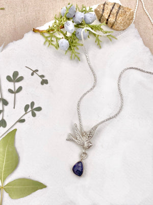Blue Bird Pendant - handcrafted Necklace in Sterling Silver by The Jewelry Shop, made in Arizona