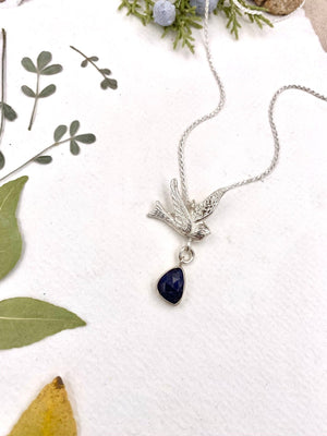 Blue Bird Pendant - handcrafted Necklace in Sterling Silver by The Jewelry Shop, made in Arizona