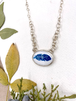 Blue Feather Pendant - handcrafted Necklace in Sterling Silver by The Jewelry Shop, made in Arizona