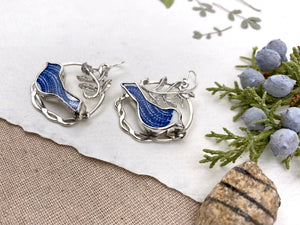 Blue Lovebird Hoops - handcrafted Earrings in Sterling Silver by The Jewelry Shop, made in Arizona