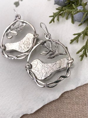 Blue Lovebird Hoops - handcrafted Earrings in Sterling Silver by The Jewelry Shop, made in Arizona