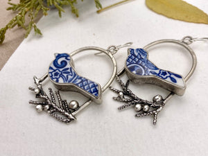 Blue Lovebirds - handcrafted Earrings in Sterling Silver by The Jewelry Shop, made in Arizona