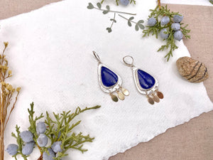 Blue Petal Earrings - handcrafted Earrings in Sterling Silver by The Jewelry Shop, made in Arizona