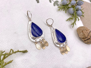 Blue Petal Earrings - handcrafted Earrings in Sterling Silver by The Jewelry Shop, made in Arizona