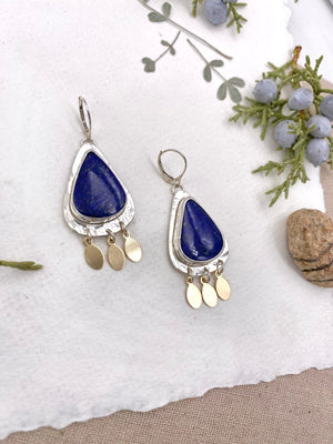 Blue Petal Earrings - handcrafted Earrings in Sterling Silver by The Jewelry Shop, made in Arizona