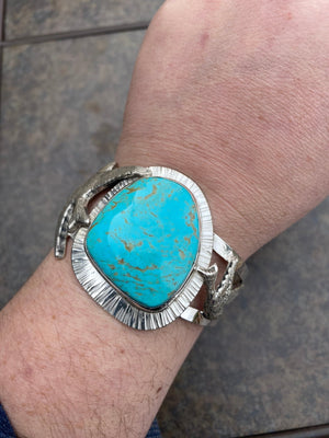 Blue Sky Cuff - handcrafted Bracelet in Sterling Silver by The Jewelry Shop, made in Arizona