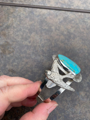 Blue Sky Cuff - handcrafted Bracelet in Sterling Silver by The Jewelry Shop, made in Arizona