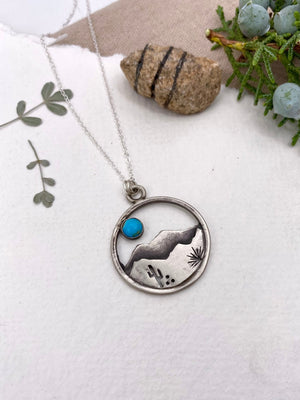 Desert Silhouette Pendant - handcrafted Necklace in Sterling Silver by The Jewelry Shop, made in Arizona