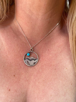 Desert Silhouette Pendant - handcrafted Necklace in Sterling Silver by The Jewelry Shop, made in Arizona