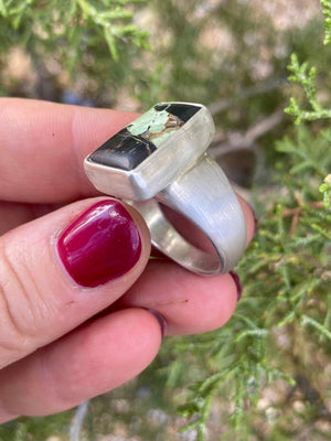 Desert Vista Signet Ring - Blackjack Turquoise Size 10 - The Jewelry Shop