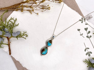 Double Drop Turquoise Pendant - handcrafted Necklace in Sterling Silver by The Jewelry Shop, made in Arizona