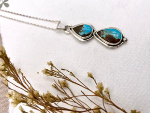 Double Drop Turquoise Pendant - handcrafted Necklace in Sterling Silver by The Jewelry Shop, made in Arizona