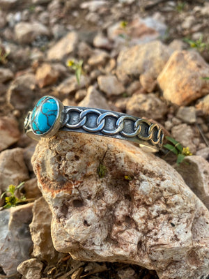 Egyptian Turquoise Chainlink Cuff - The Jewelry Shop