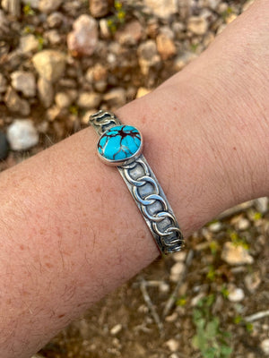 Egyptian Turquoise Chainlink Cuff - The Jewelry Shop