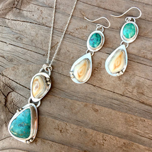 Elk Ivory and Turquoise Earrings - handcrafted Elk Ivory in Sterling Silver by The Jewelry Shop, made in Arizona