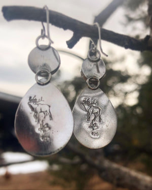 Elk Ivory Earrings - handcrafted Elk Ivory in Sterling Silver by The Jewelry Shop, made in Arizona
